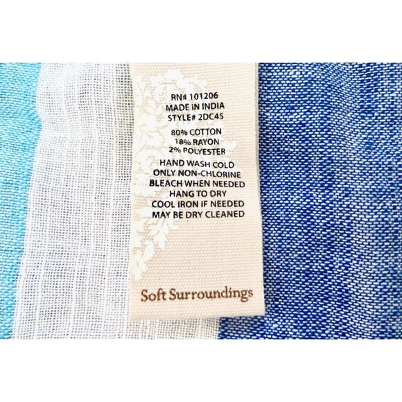 NEW! Soft Surroundings Striped Atlantis Tunic Top Fringe Detail Blue SZ M - Picture 7 of 7